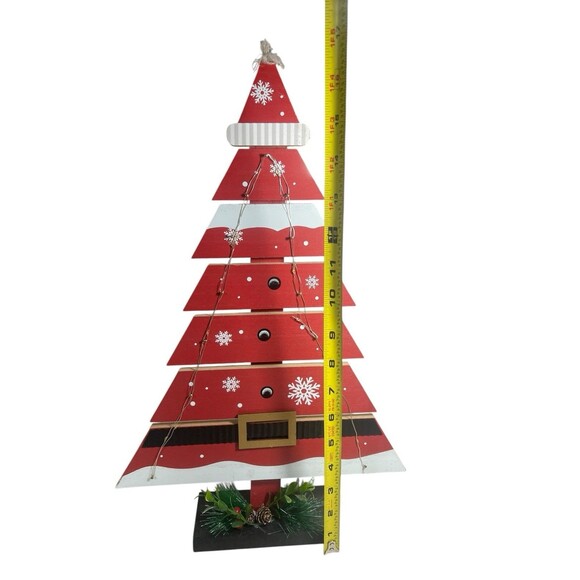 Wooden Tabletop Christmas Tree 17" Decorative with Lights Holiday Santa Claus - Picture 6 of 11